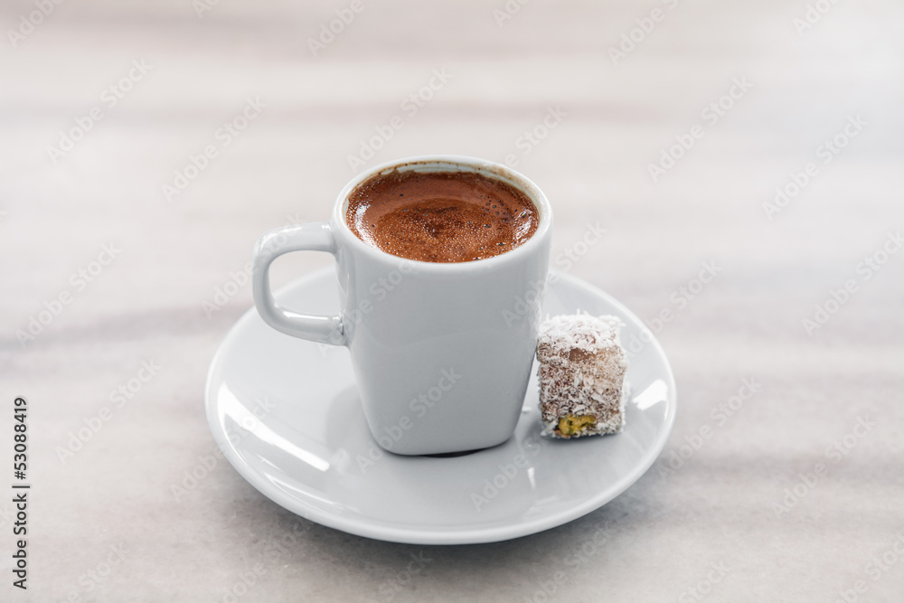 Turkish Coffee served with Turkish Delight Turkish Coffee served with Turkish Delight