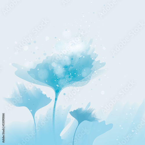 Fototapeta Naklejka Na Ścianę i Meble -  Blue flowers under the surface / Abstract blooms from water