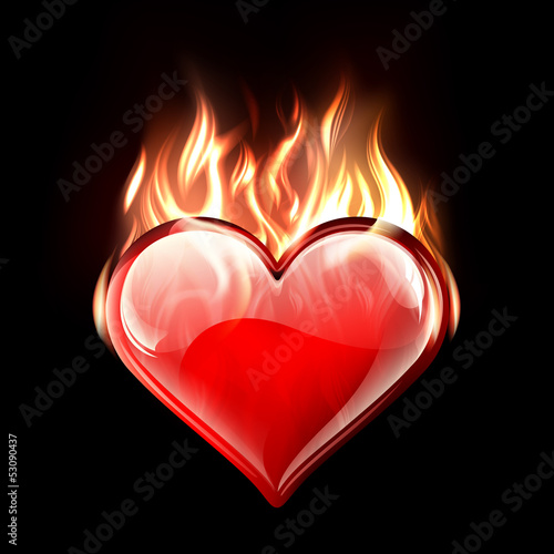 Conceptual vector illustration of a burning heart