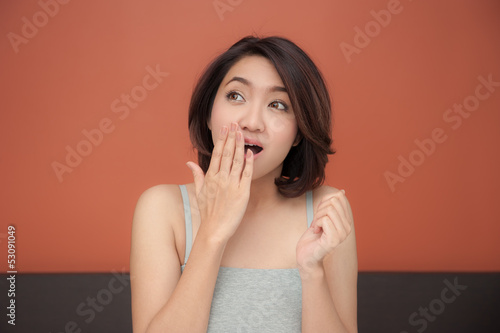 asian woman with surprised face