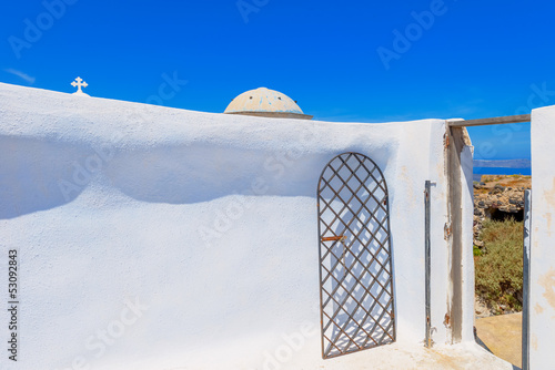 Greece Santorini island in Cyclades,  wide view of white washed photo