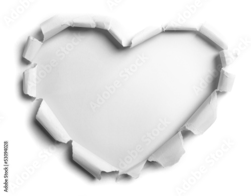 white torn paper with heart shape