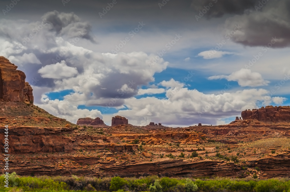 Thick clouds over canyonlands near Moab Utah