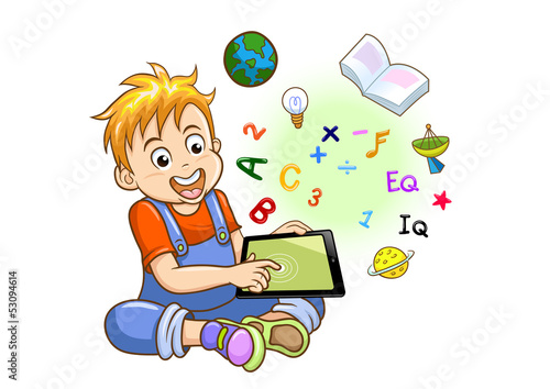 boy playing tablet