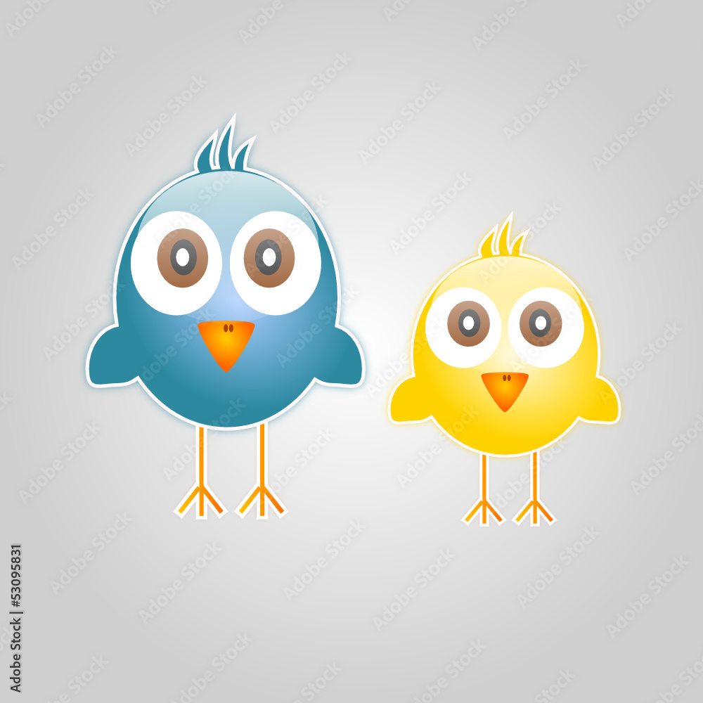 Fototapeta premium Cartoon of two birds