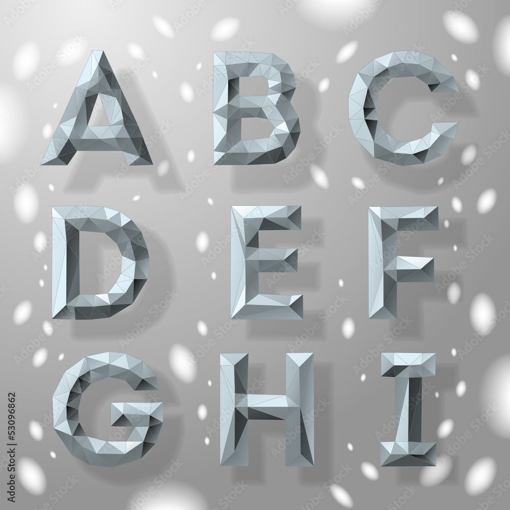 Naklejka premium Grey fractal geometric alphabet, vector Eps10 Illustration.