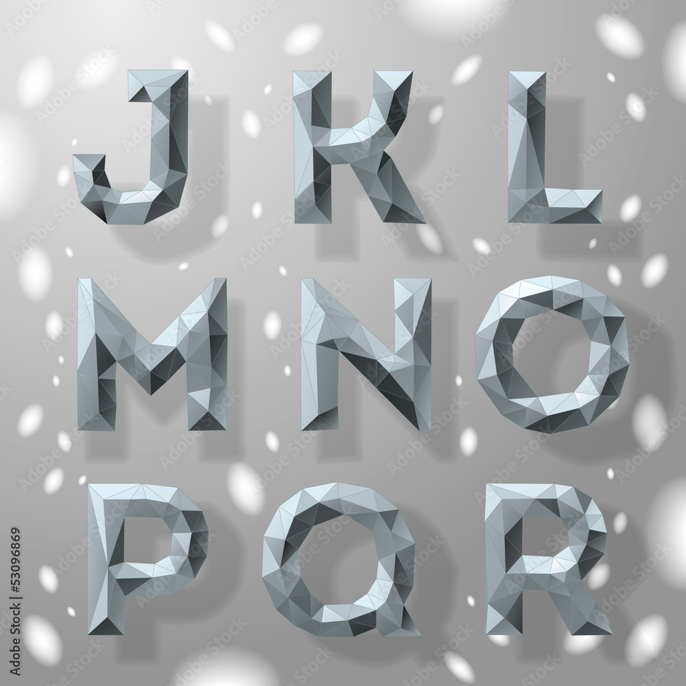 Naklejka premium Grey fractal geometric alphabet, vector Eps10 Illustration.