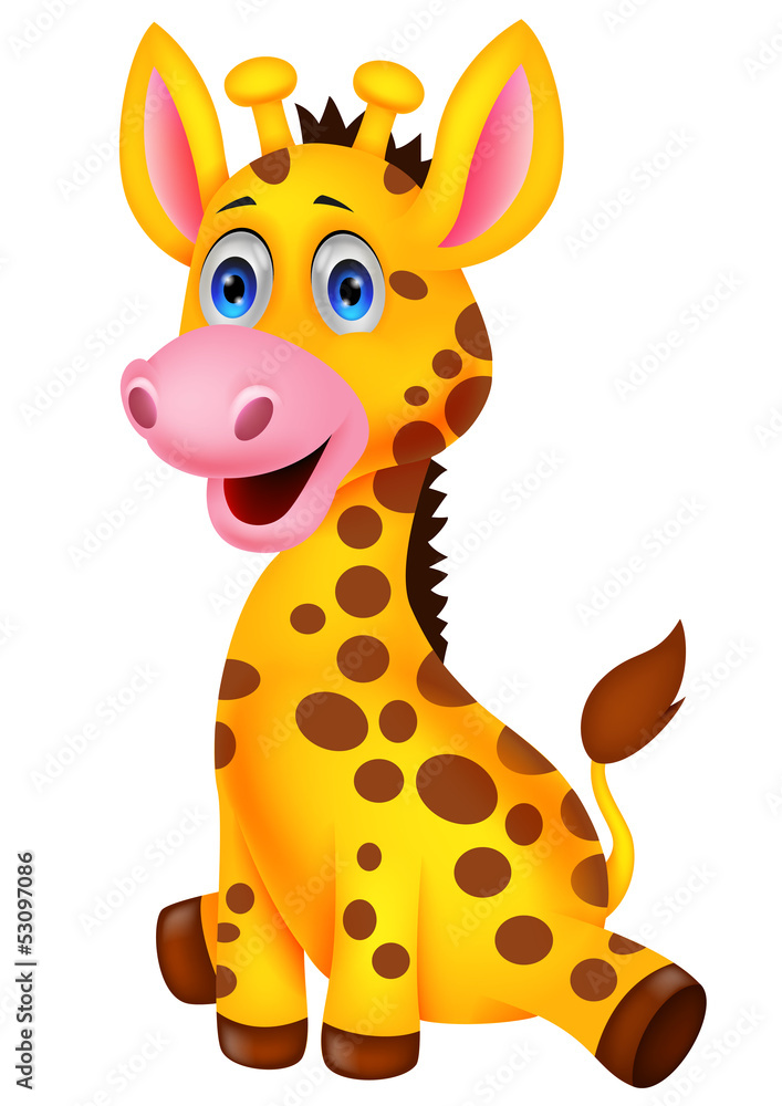 Fototapeta premium Cute baby giraffe cartoon
