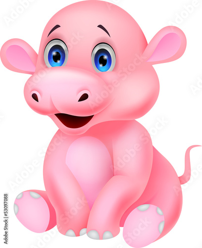 Cute baby hippo cartoon