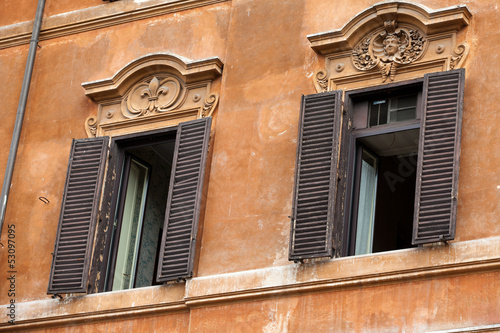 Old  windows at Spanish Steps in Rome