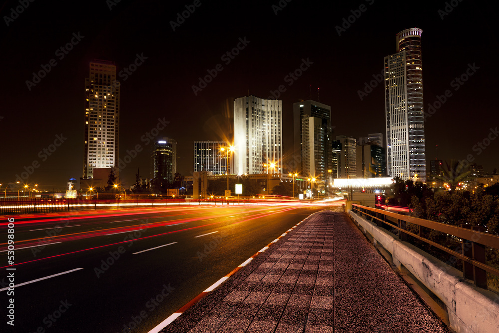 Fototapeta premium Downtown District Entrance at Night