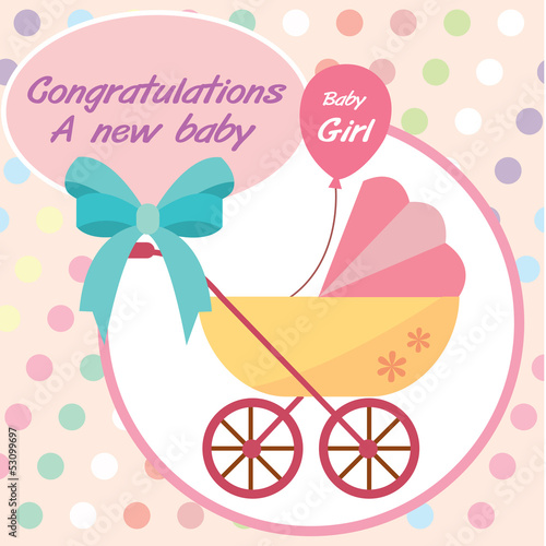 vector card new born baby girl