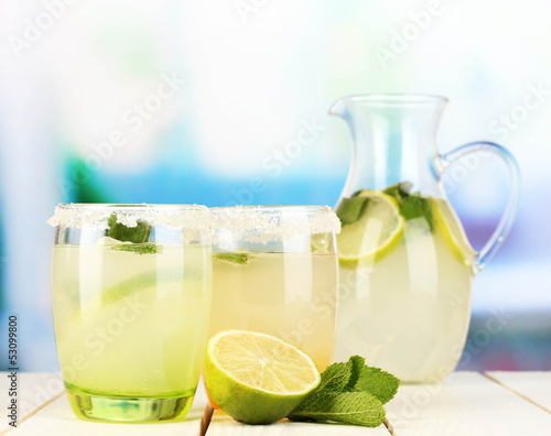Citrus lemonade in pitcher and glasses