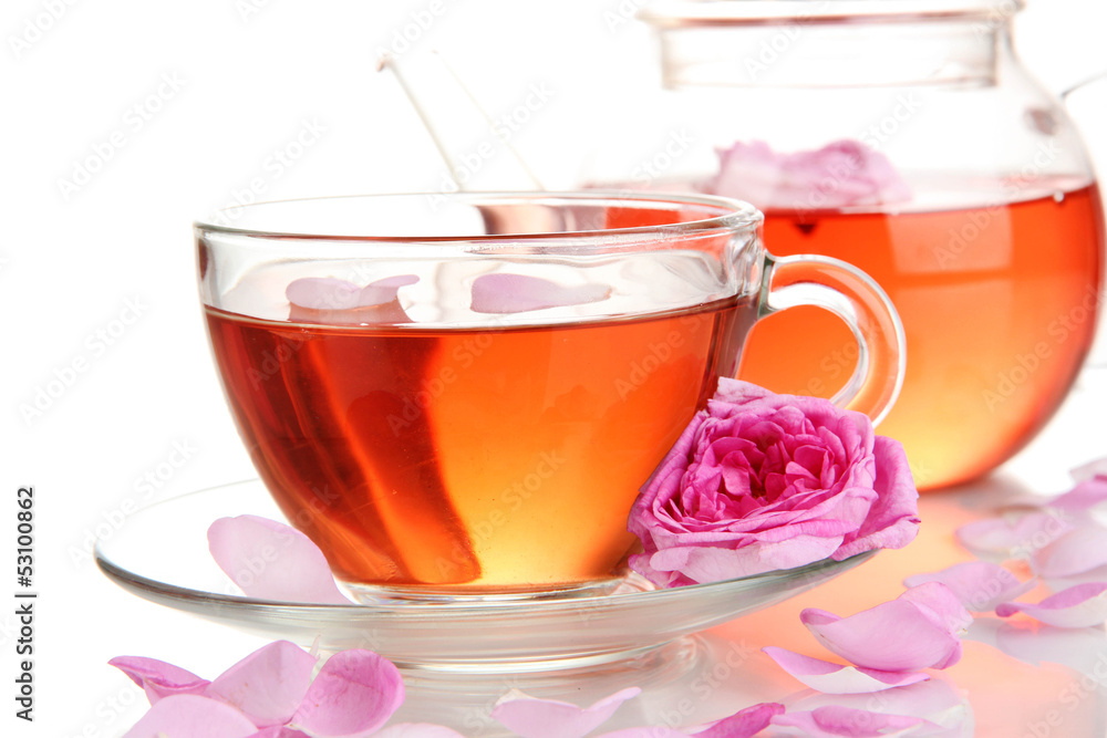 Rose tea isolated on white Rose tea isolated on white
