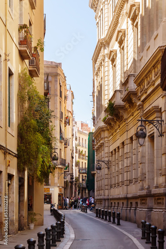 Street in old European city -Barri Gotic.  Barcelona #53102276