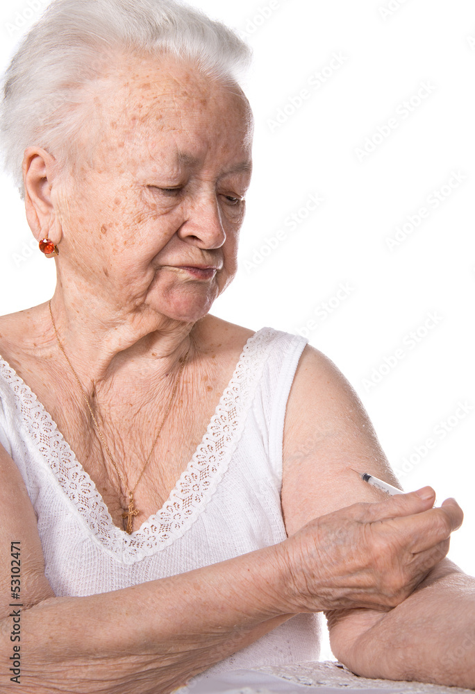 Old Woman Giving Herself An Injection Of Insulin Stock Photo Adobe Stock