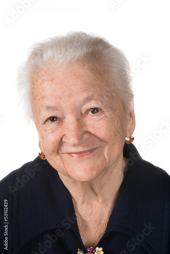 Obraz na płótnie Portrait of smiling old woman w salonie