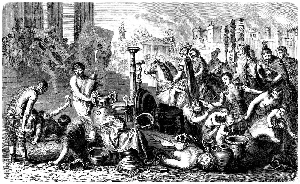 Obraz premium Ancient Rome : Roman Legion Pillaging Greece