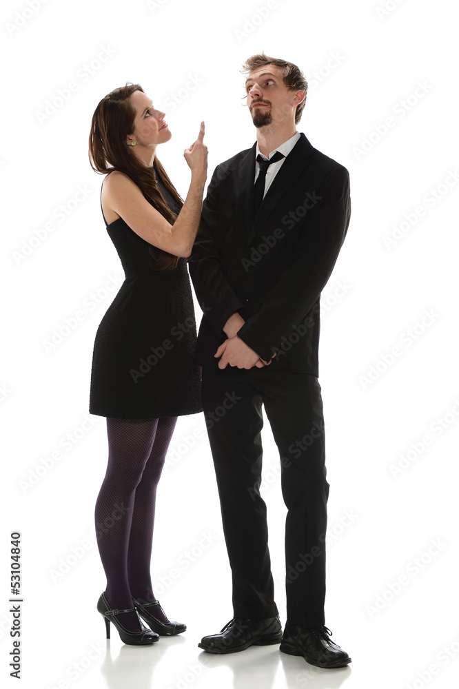 Woman Pointing Finger and Man Looking Woman Pointing Finger and Man Looking
