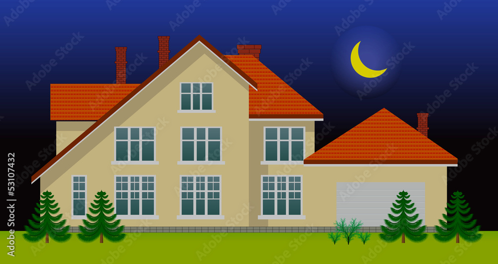 New family house in the night