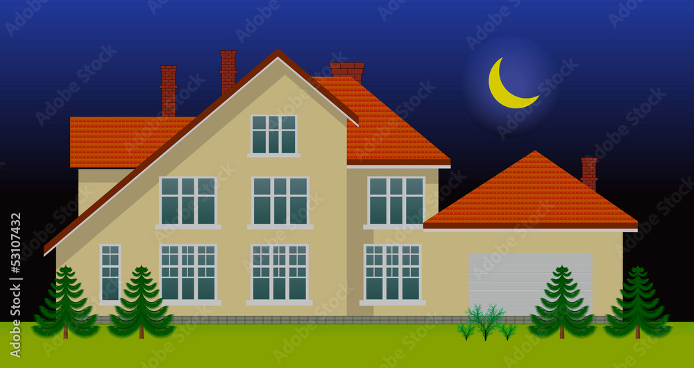New family house in the night New family house in the night