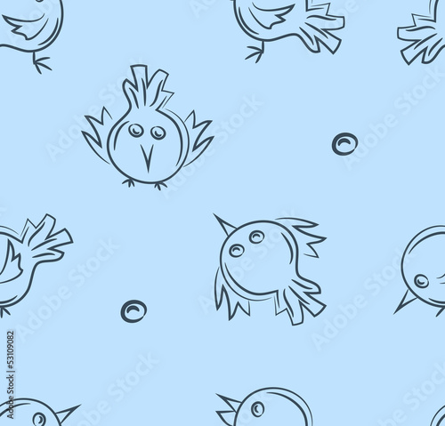 seamless pattern.doodle bird set
