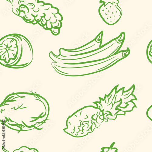 seamless pattern. doodle fruit set