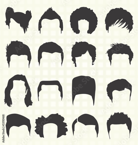 Vector Set: Men's Hairstyle Silhouettes