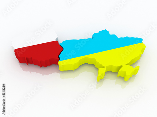 Map of Poland and Ukraine.