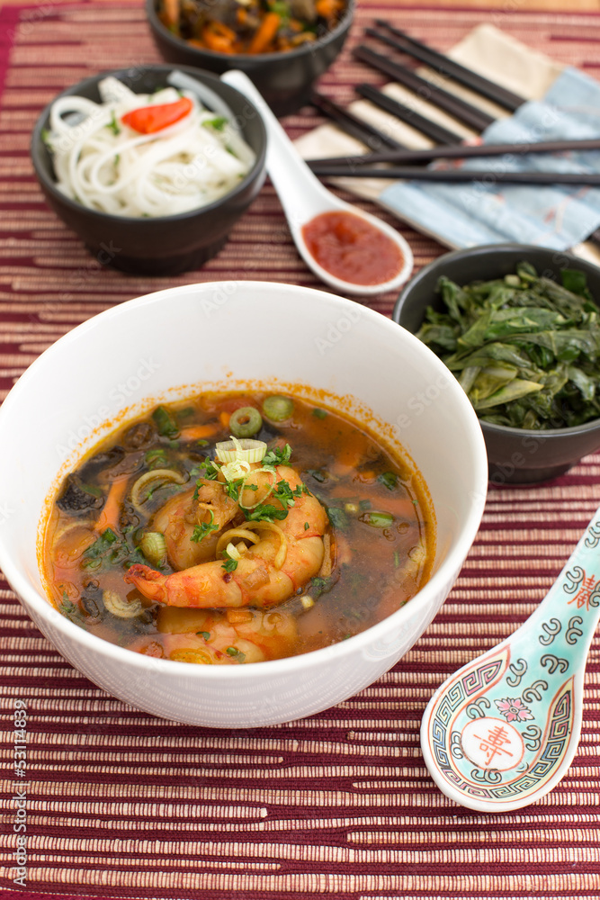 Chinese soup with shrimps