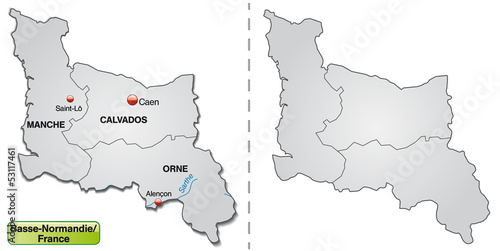 Inselkarte von Basse-Normandie mit Departements