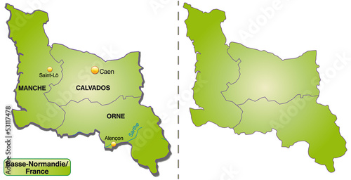 Inselkarte von Basse-Normandie mit Departements