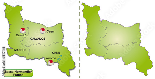 Inselkarte von Basse-Normandie mit Departements