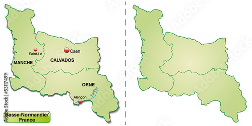 Inselkarte von Basse-Normandie mit Departements