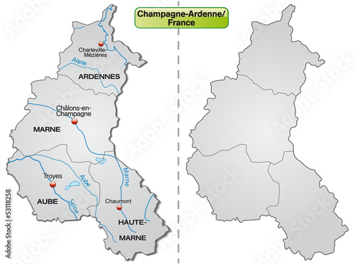 Karte von Champagne-Ardenne mit Departements