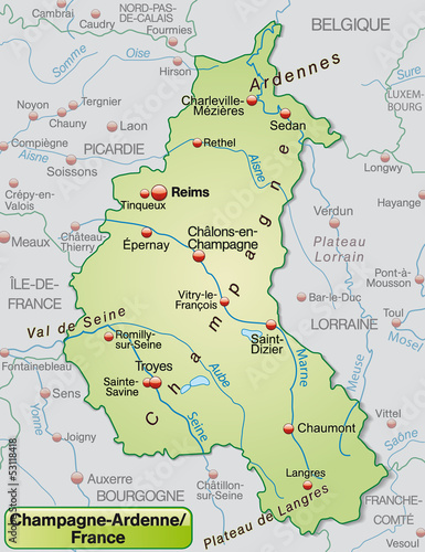 Karte von Champagne-Ardenne mit Umland