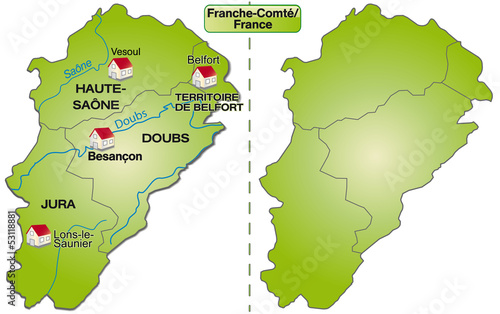 Karte der Region France-Comt   mit Departements