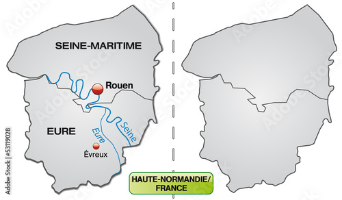 Karte der Region Haute-Normandie mit Departements