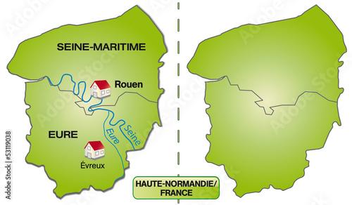 Karte der Region Haute-Normandie mit Departements
