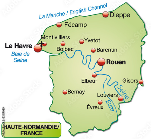 Inselkarte der Region Haute-Normandie in Frankreich