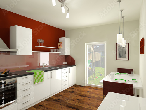 Küche mit Blick im Garten