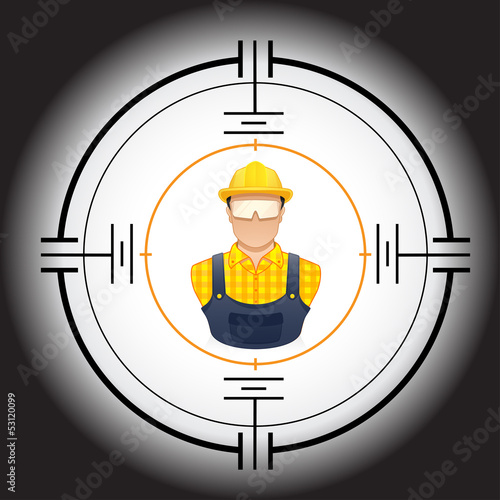 vector illustration of a Worker in a target