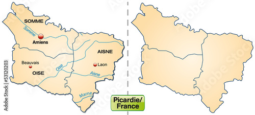 Karte der Region Picardie mit Departements
