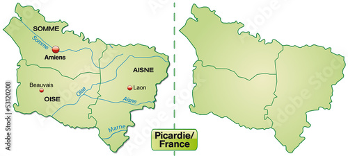 Karte der Region Picardie mit Departements