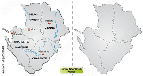 Karte der Region Poitou-Charentes mit Departements