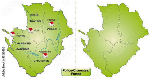 Karte der Region Poitou-Charentes mit Departements