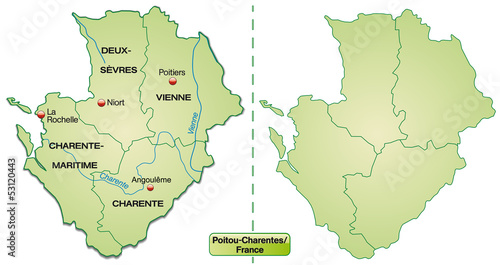Karte der Region Poitou-Charentes mit Departements