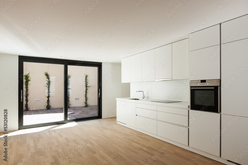 interior new house, modern white kitchen interior new house, modern white kitchen