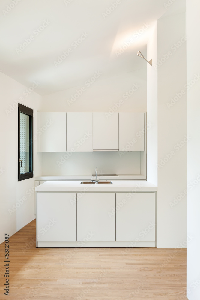 Fototapeta premium interior new house, modern white kitchen
