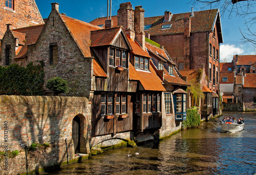 Houses along the canals of Brugge or Bruges, Belgium photo